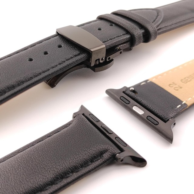 Apple Watch Dressy Genuine Leather Band with Butterfly Clasp - Adon | SMANIQUE