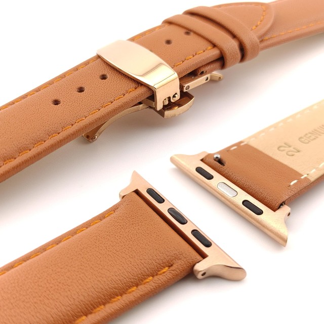 Apple Watch Dressy Genuine Leather Band with Butterfly Clasp - Adon | SMANIQUE