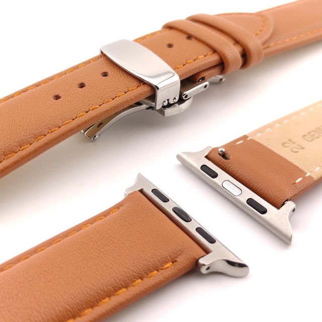 Apple Watch Dressy Genuine Leather Band with Butterfly Clasp - Adon | SMANIQUE