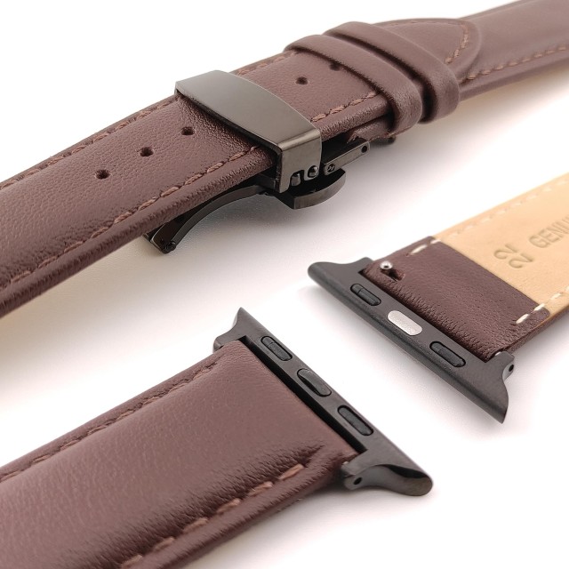 Apple Watch Dressy Genuine Leather Band with Butterfly Clasp - Adon | SMANIQUE