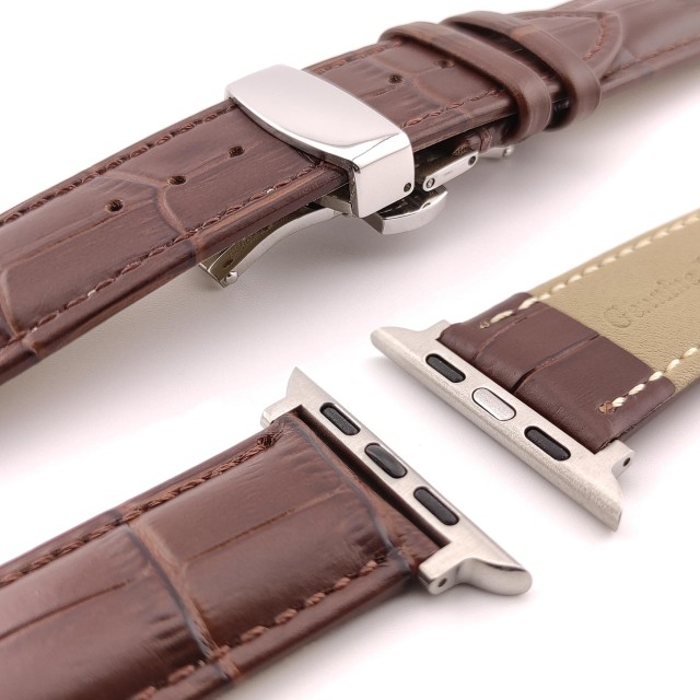 Apple Watch Dressy Genuine Leather Band with Butterfly Clasp - Cerbero | SMANIQUE
