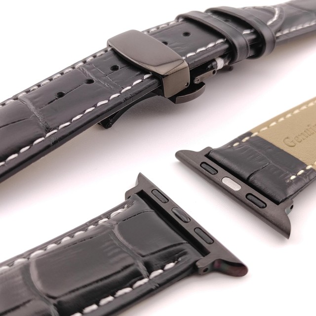 Apple Watch Dressy Genuine Leather Band with Butterfly Clasp - Cerbero | SMANIQUE