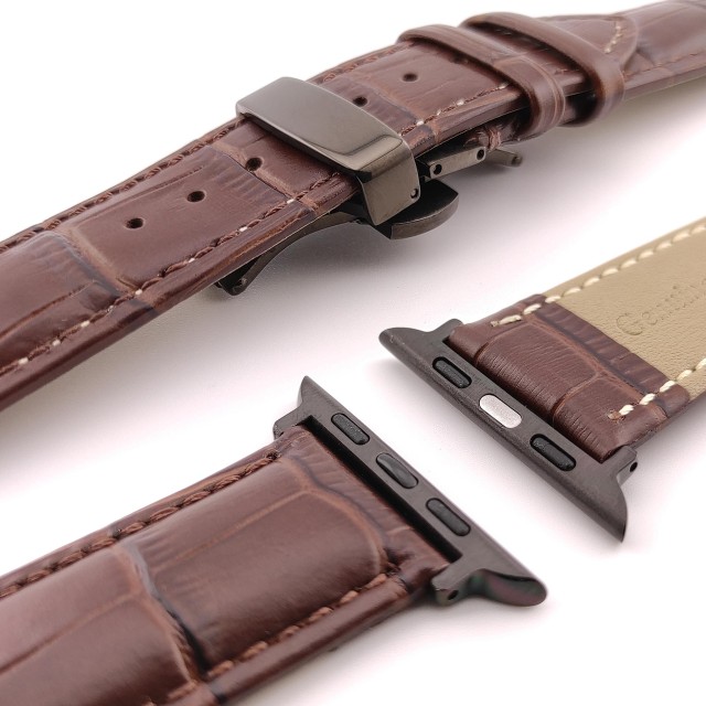 Apple Watch Dressy Genuine Leather Band with Butterfly Clasp - Cerbero | SMANIQUE