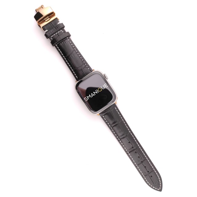 Apple Watch Dressy Genuine Leather Band with Butterfly Clasp - Cerbero | SMANIQUE