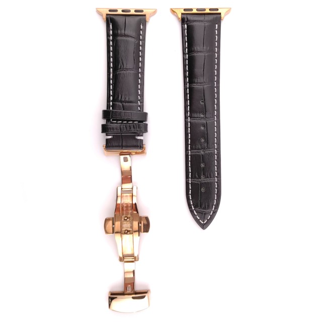 Apple Watch Dressy Genuine Leather Band with Butterfly Clasp - Cerbero | SMANIQUE