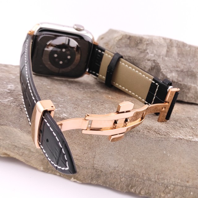 Apple Watch Dressy Genuine Leather Band with Butterfly Clasp - Cerbero | SMANIQUE