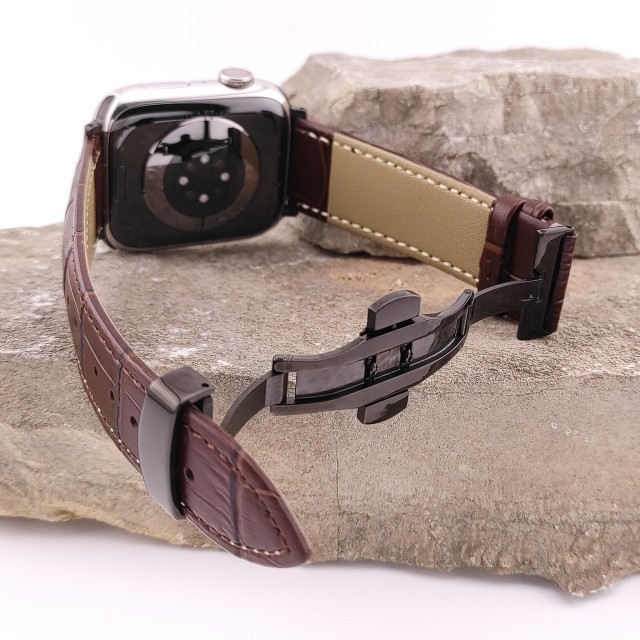 Apple Watch Dressy Genuine Leather Band with Butterfly Clasp - Cerbero | SMANIQUE