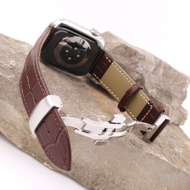Apple Watch Dressy Genuine Leather Band with Butterfly Clasp - Cerbero | SMANIQUE