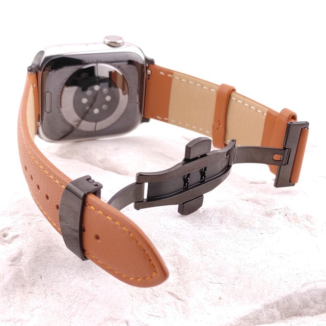 Apple Watch Dressy Genuine Leather Band with Butterfly Clasp - Adon | SMANIQUE