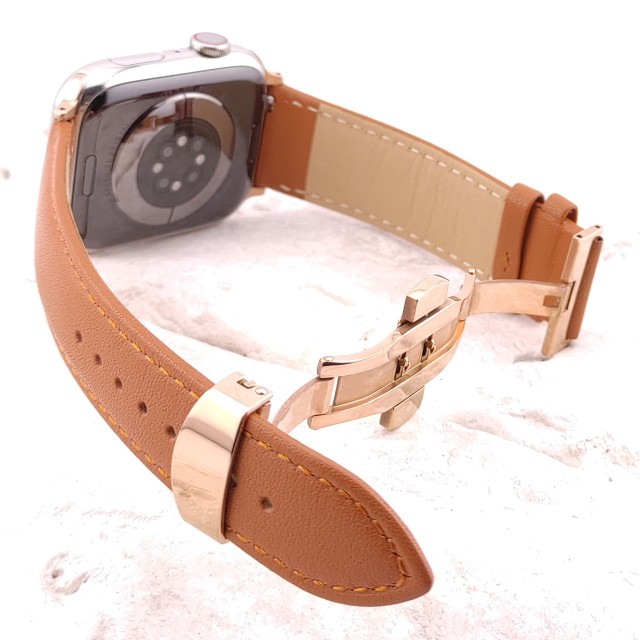 Apple Watch Dressy Genuine Leather Band with Butterfly Clasp - Adon | SMANIQUE