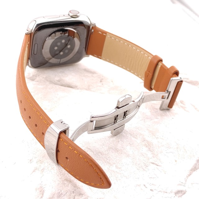 Apple Watch Dressy Genuine Leather Band with Butterfly Clasp - Adon | SMANIQUE