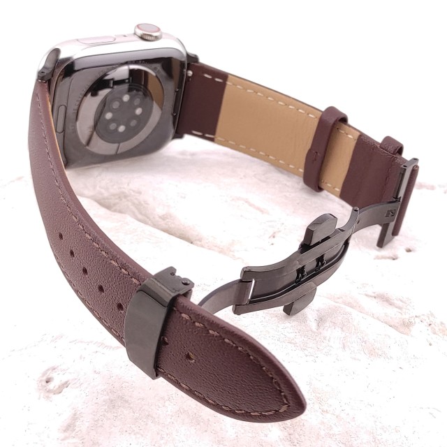 Apple Watch Dressy Genuine Leather Band with Butterfly Clasp - Adon | SMANIQUE