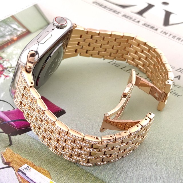 Apple Watch Luxury Stainless Steel Band with Diamonds - Afrodite | SMANIQUE