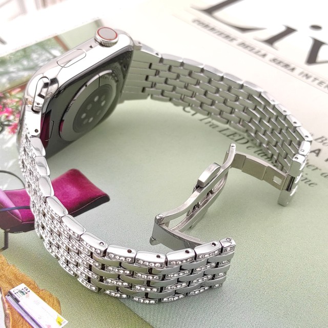 Apple Watch Luxury Stainless Steel Band with Diamonds - Afrodite | SMANIQUE