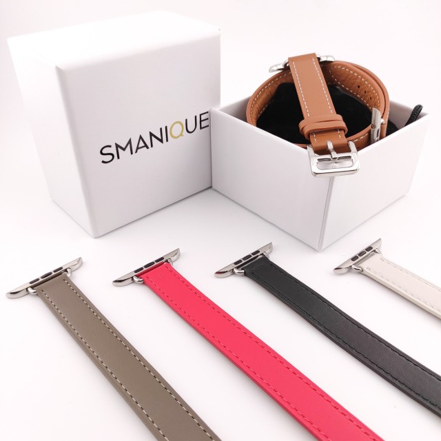 Apple Watch Thin Double Tour Band in Genuine Leather - Medea Double Tour Slim | SMANIQUE