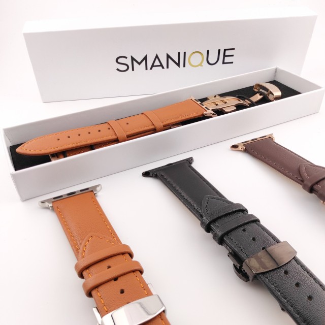 Apple Watch Dressy Genuine Leather Band with Butterfly Clasp - Adon | SMANIQUE