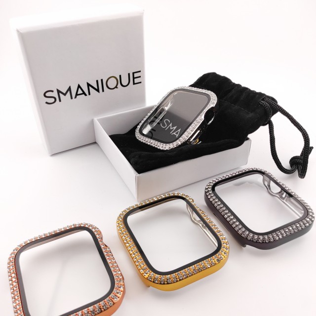 Apple Watch Luxury Cover with Diamonds and Tempered Glass Screen Protector - Hertha | SMANIQUE