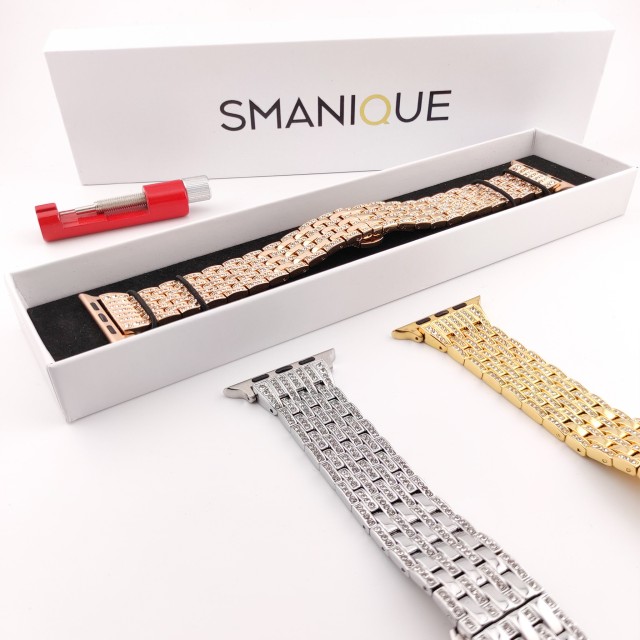 Apple Watch Luxury Stainless Steel Band with Diamonds - Afrodite | SMANIQUE